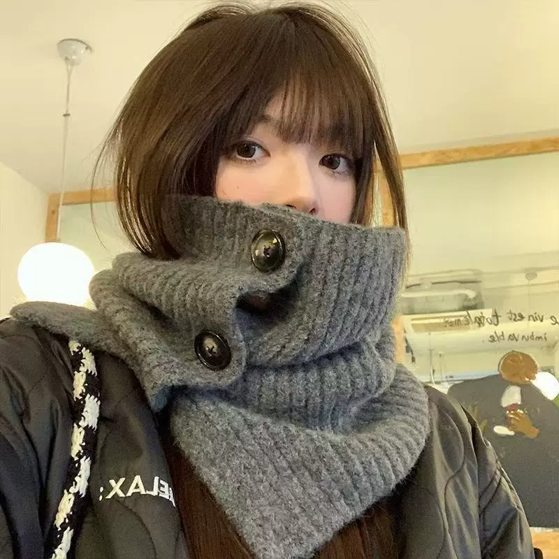 围脖女冬季2025新款百搭高级感纽扣保暖脖套护颈女生围巾SHBL披肩