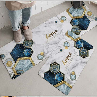 Oil-Proof Cartoon Kitchen Floor Mats | Avtomobil döşəmə paspasları - green-luxury-marble-40x-60cm-one-piece