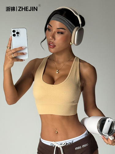 [Sample Style] Cross-border European and American Fitness Yoga Set—Women’s Short-Sleeved Training Vest, Six-Piece Sports Yoga Outfit