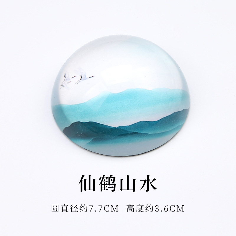 라운드 크리스탈 문진-크레인 풍경