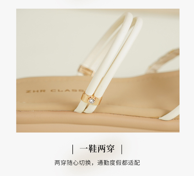 Dép sandal nữ đế bệt quai ngang đính đá phong cách Pháp — AY379 Đen chi tiết 11