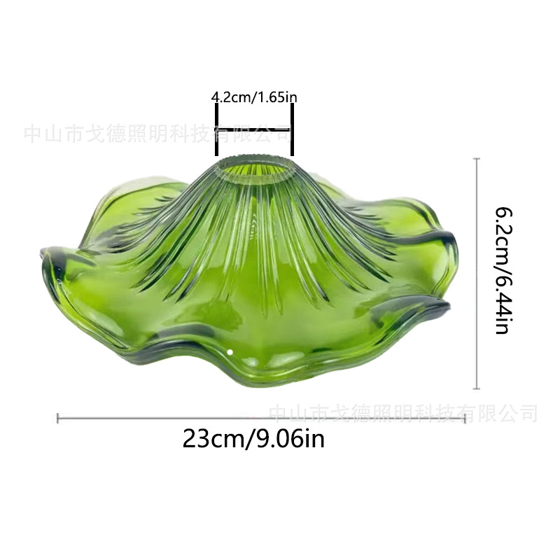 녹색 연잎 A형 갓 (전등갓) 단품, 개별 종이상자 및 발포 포장재 포함