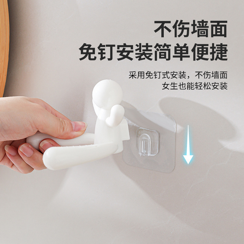 クリエイティブな小型人型壁掛けヘアアクセサリー収納ラックパンチフリー携帯電話ホルダー浴室多目的ヘアバンドヘッドロープフック|undefined