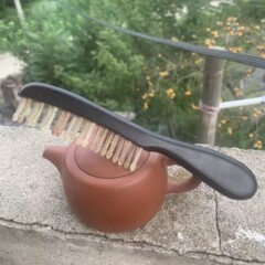 爆款紫光檀插羊角齿加厚鼓柄梳紫光檀加厚鼓柄插羊角齿按摩梳