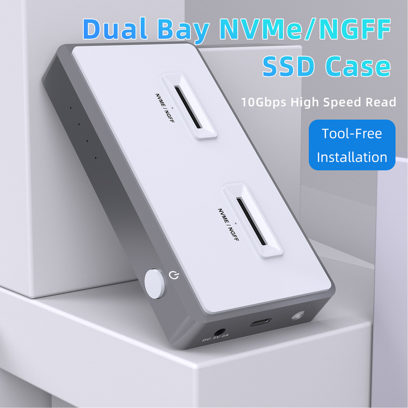 Cross-Border Dual-Bay Nvme Hard Drive Dock M.2 Dual-Protocol Duplicator High-Speed Solid-State Drive Enclosure Ngff Reader Cross-Border Dual-Bay Nvme Hard Drive Dock M.2 Dual-Protocol Duplicator High-Speed Solid-State Drive Enclosure Ngff Reader