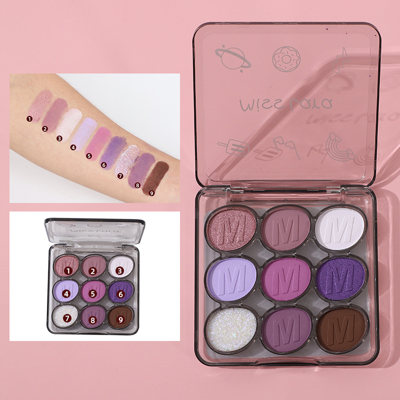 Makeup MissLara nine-color eyeshadow plate matte pearlescent eyeshadow long-lasting color rendering non-flying powder smoky makeup European and American style