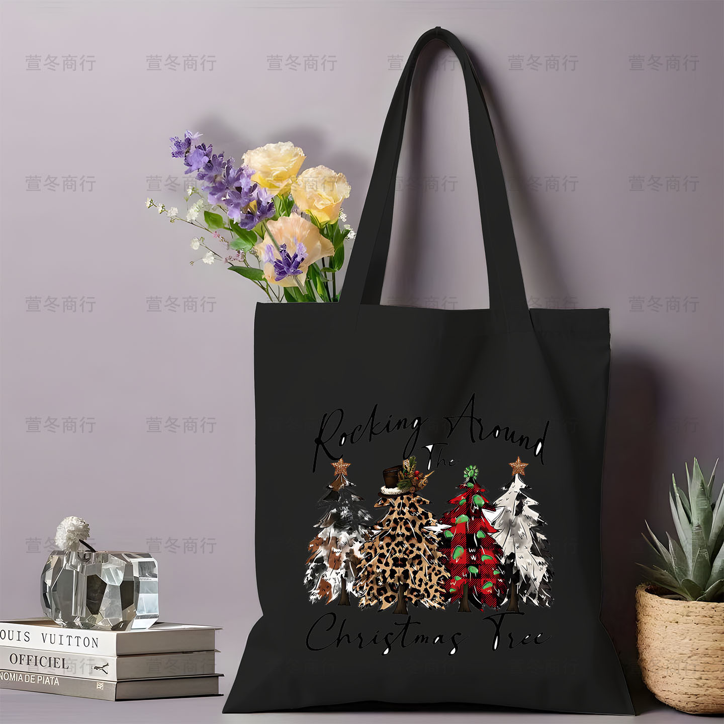 Bolsa de lona de Santa Claus de dibujos animados estudiantes bolsas de lona de mano de Navidad bolsas de hombro de gran capacidad ventas calientes transfronterizas