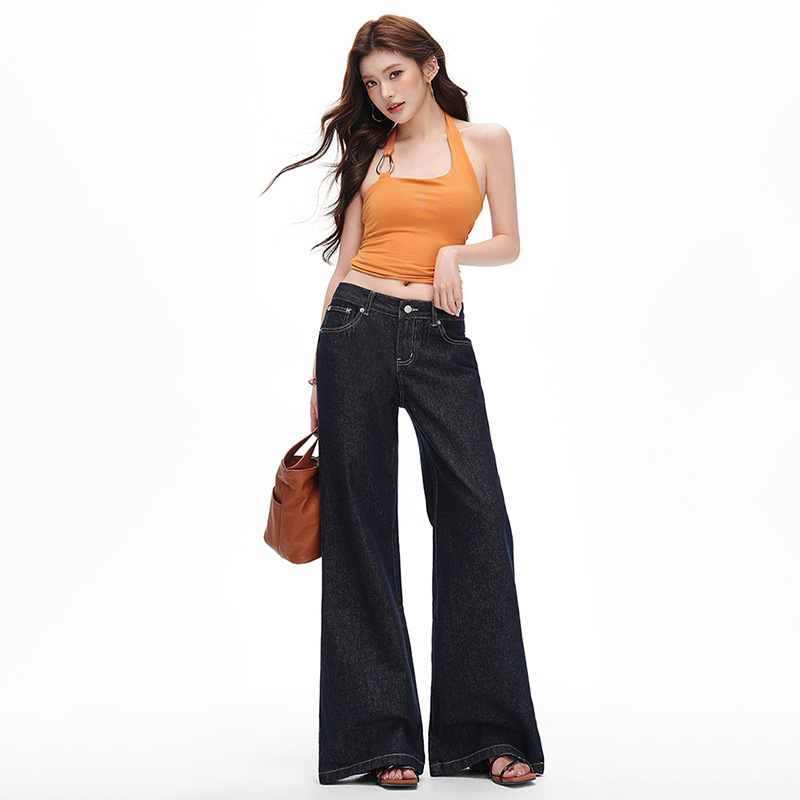Hot girl low-waist flared jeans for women, 2026 autumn new style, loose-fitting, wide-leg, slimming bell-bottom pants Hot girl low-waist flared jeans for women, 2026 autumn new style, loose-fitting, wide-leg, slimming bell-bottom pants