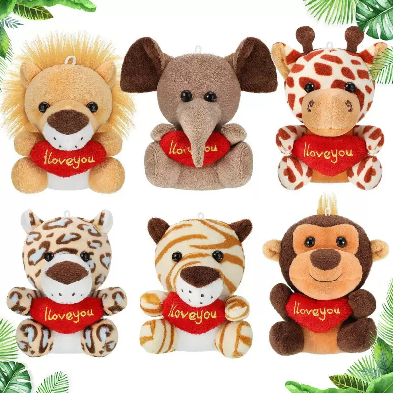 新款可爱小动物抱爱心背包熊毛绒玩具钥匙扣衣服包包挂件厂家直销