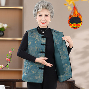 The autumn and winter waistcoat worn by the new Chinese-style mother, the 70-year-old lady, the 80-year-old lady, the foreign-style grandmother, increased the size vest plus size