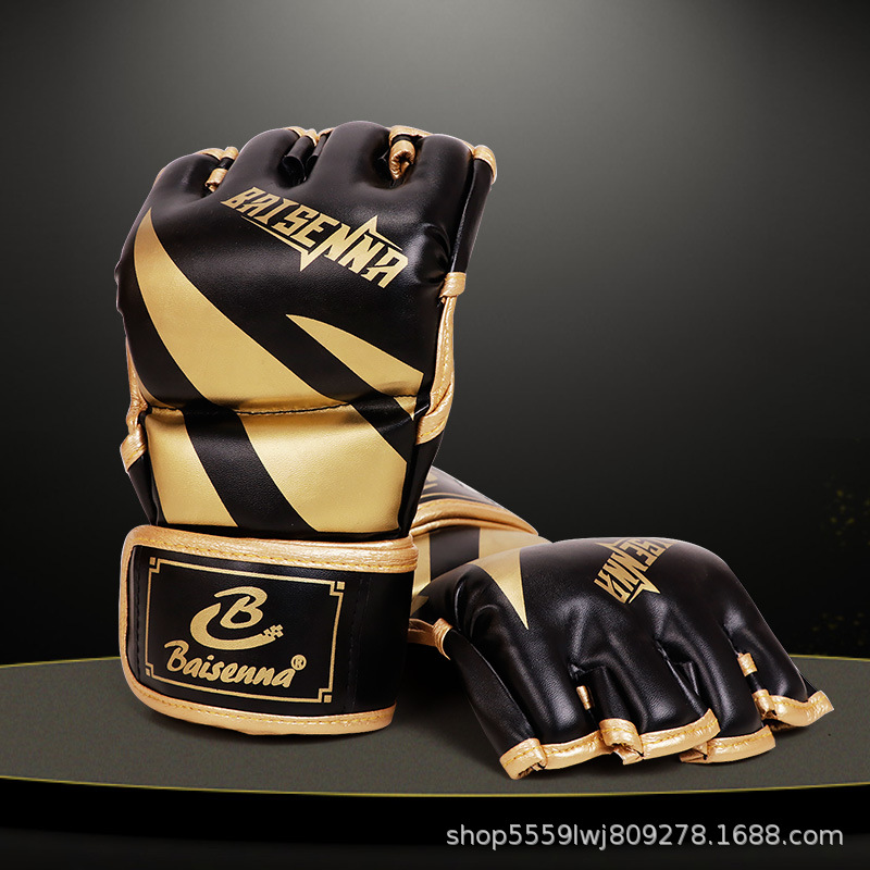 UFC boxing gloves for women, professional sanda and muay thai half-finger gloves, black, for fighting, punching bags, children's MMA fighting