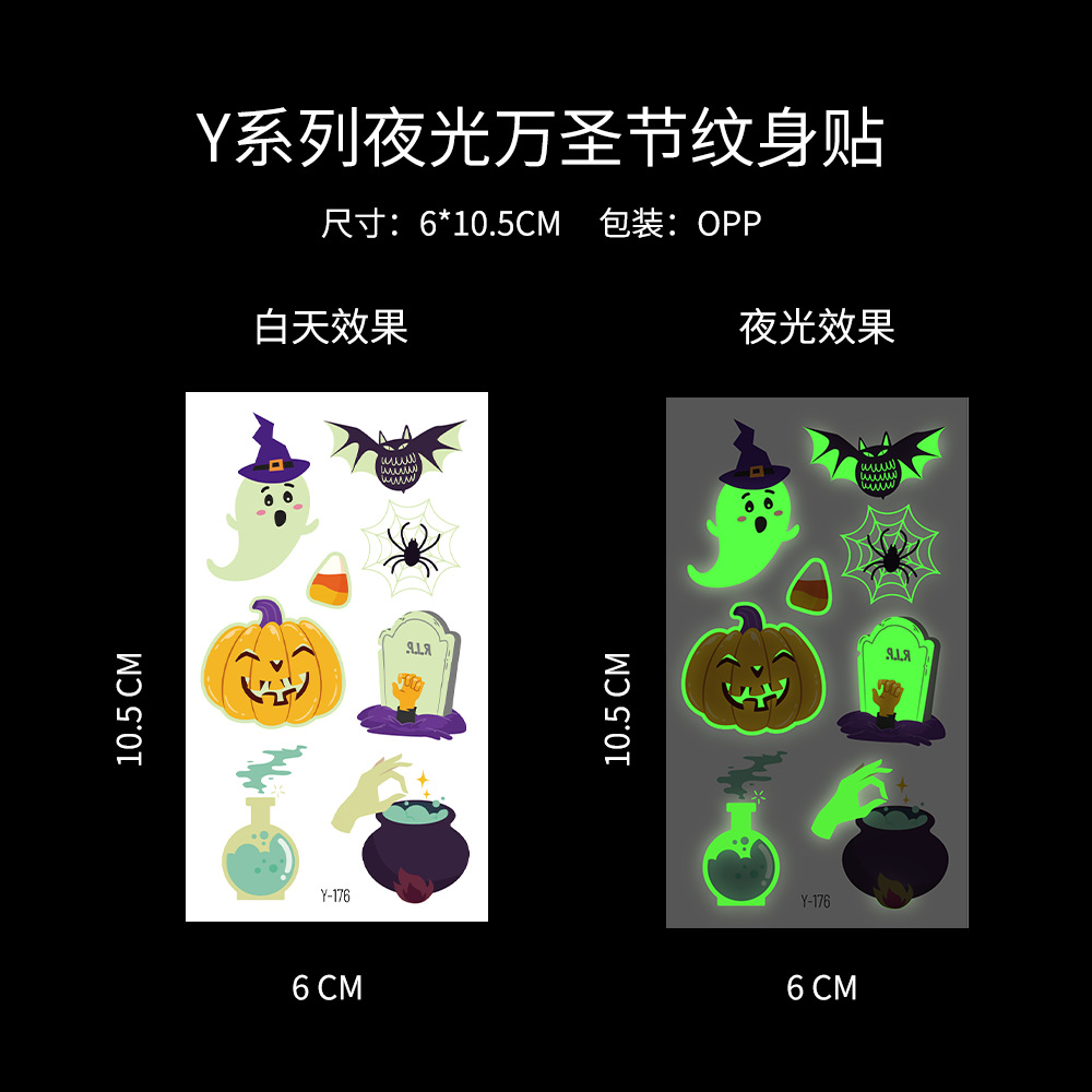 Tatuajes Temporales Luminosos de Halloween Luminoso, para Fiestas de Halloween