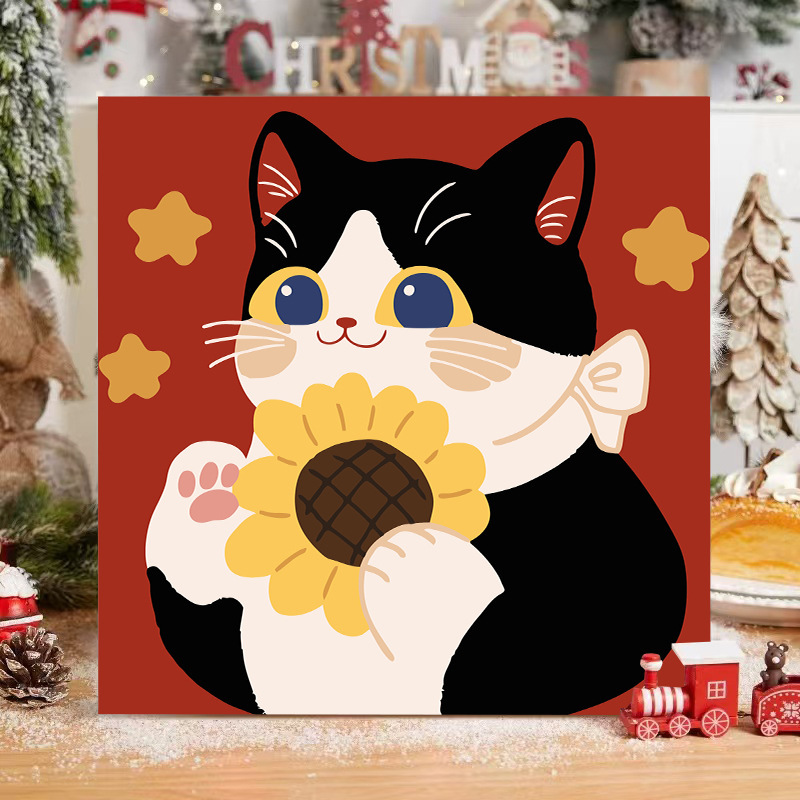子猫デジタル油絵 diy 着色かわいい漫画動物手作り子供のシンプルな油絵装飾卸売|undefined