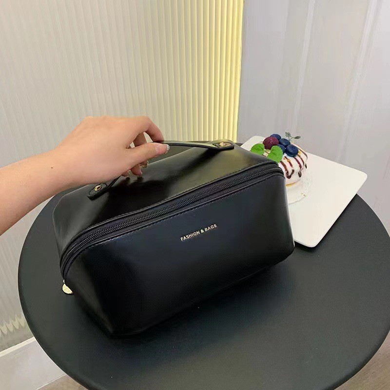 化粧バッグ大容量高级感ダブルジッパー手提げ化粧品収纳バッグ旅行ポータブルスキンケア洗面バッグ|undefined
