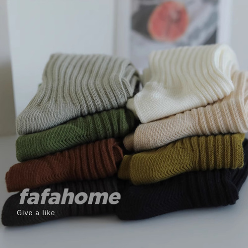  new autumn and winter mid-length cotton socks, thick-thread knitted woolen socks, warm socks, Japanese and Korean style socks for men and women