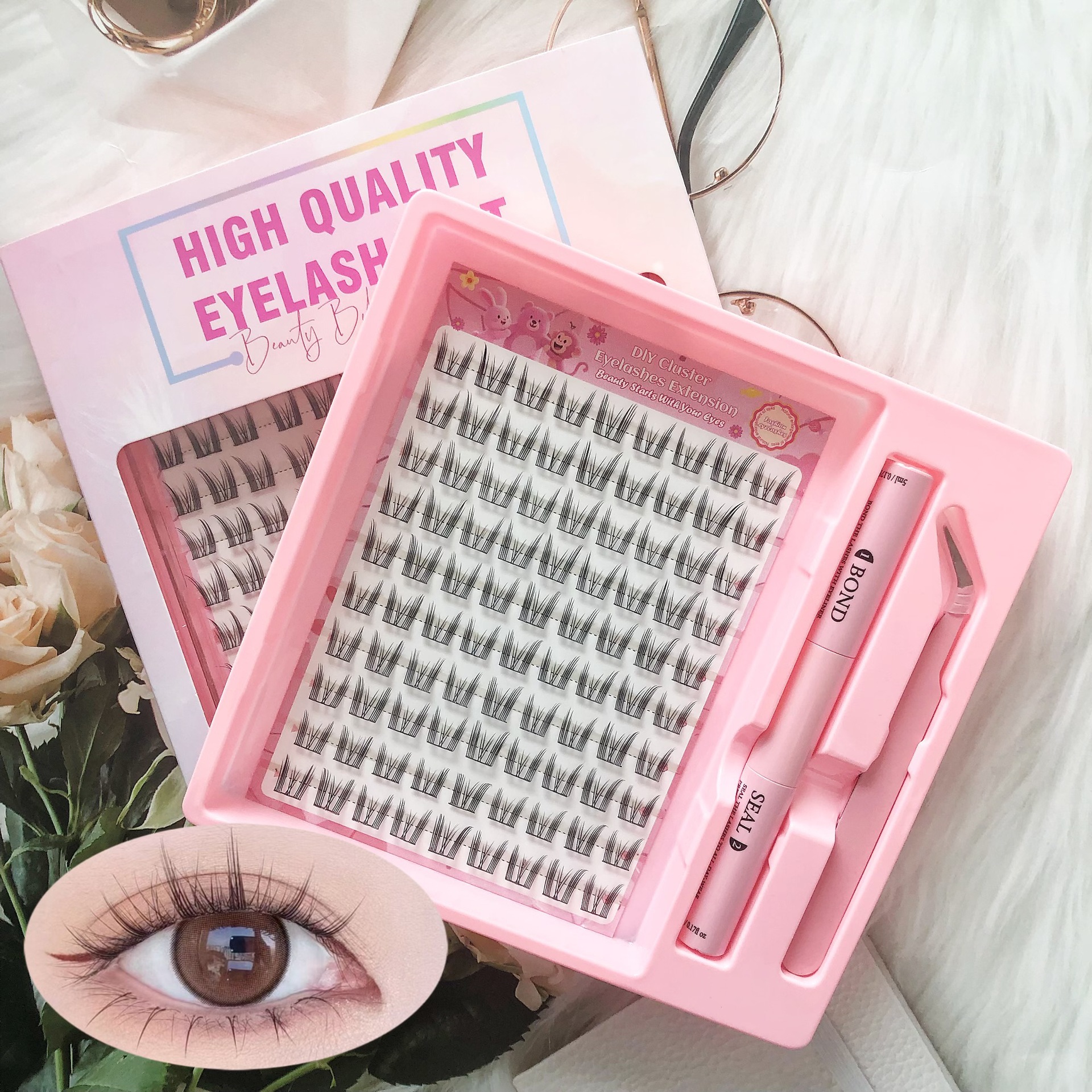 Transfronterizas pestañas falsas 30 - 100D comercio exterior caja de pestañas gruesas con pinzas de pegamento conjunto de pestañas falsas