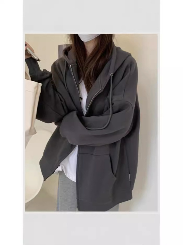 新型のパーカーのコートの女性の帽子と春と秋の冬の塩は怠惰な風のins潮とベルベットのゆったりしたカーディガンのファスナーの長袖です。|undefined