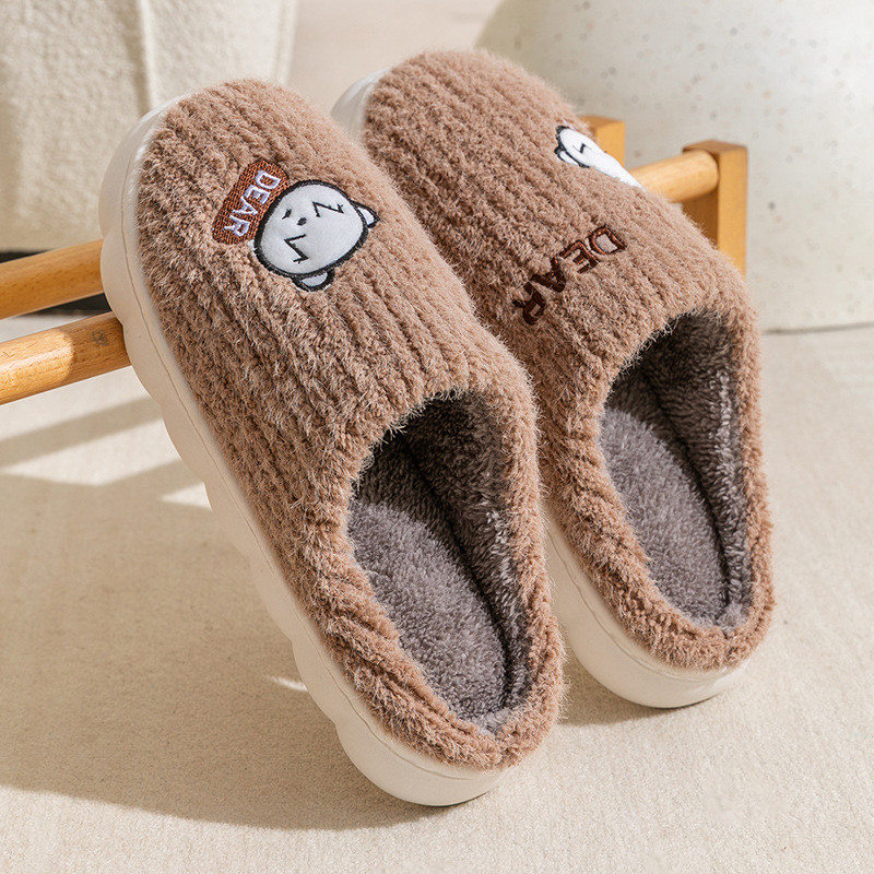 Pantuflas de algodón para mujer, nuevo estilo de otoño e invierno, antideslizantes para interiores, pantuflas cálidas para hombre, invierno.