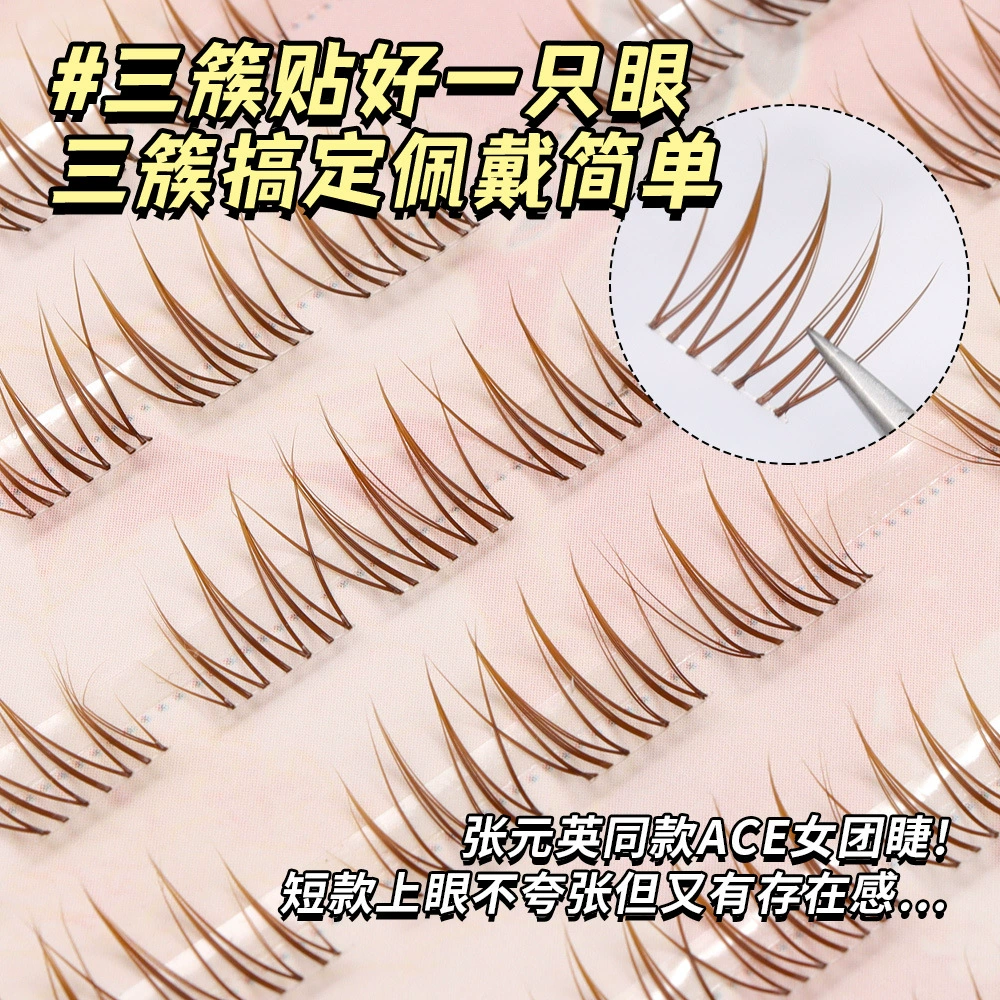 Large-capacity Korean style short girl group ACE brown idol with clear roots for daily natural false eyelashes single cluster lazy