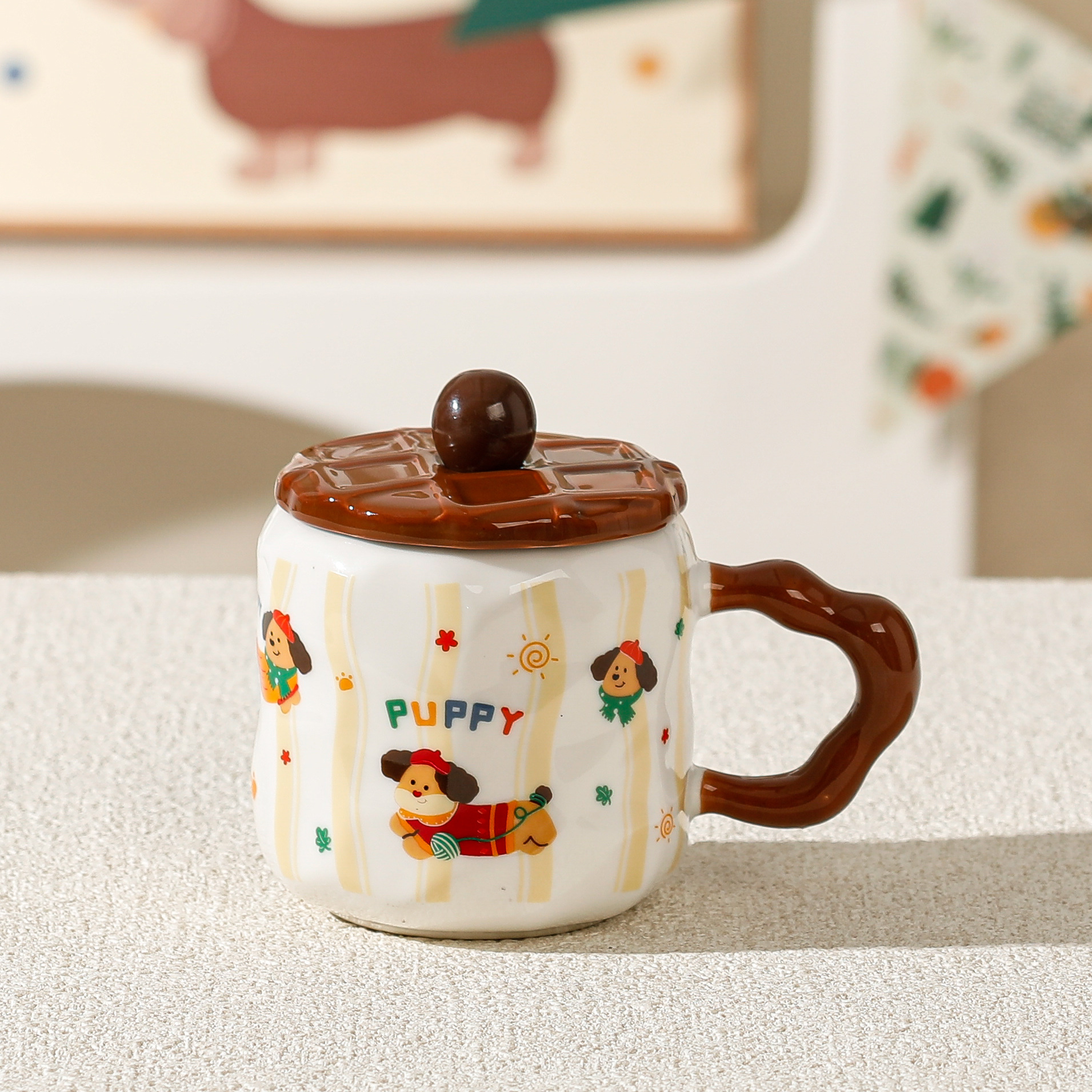 Taza de helado con diseño de perro salchicha, adorable taza de cerámica para beber, taza de café para oficina, con logo personalizado image 15