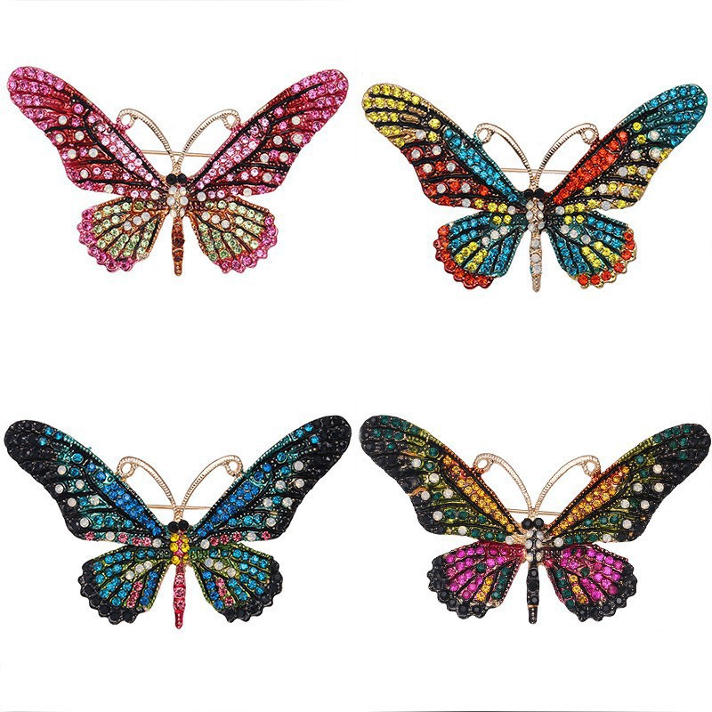 Broche papillon rétro européenne et américaine en alliage incrusté de strass, ornée d'une coccinelle._voghion.com