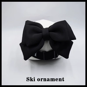 Black Double Layer Bow Ski Hat Helmet Cover Handmade Accessories
