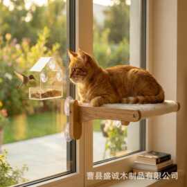 木质猫晒台壁挂式吊床宠物挂床猫爬架猫咪晒太阳栖息地家用猫吊床