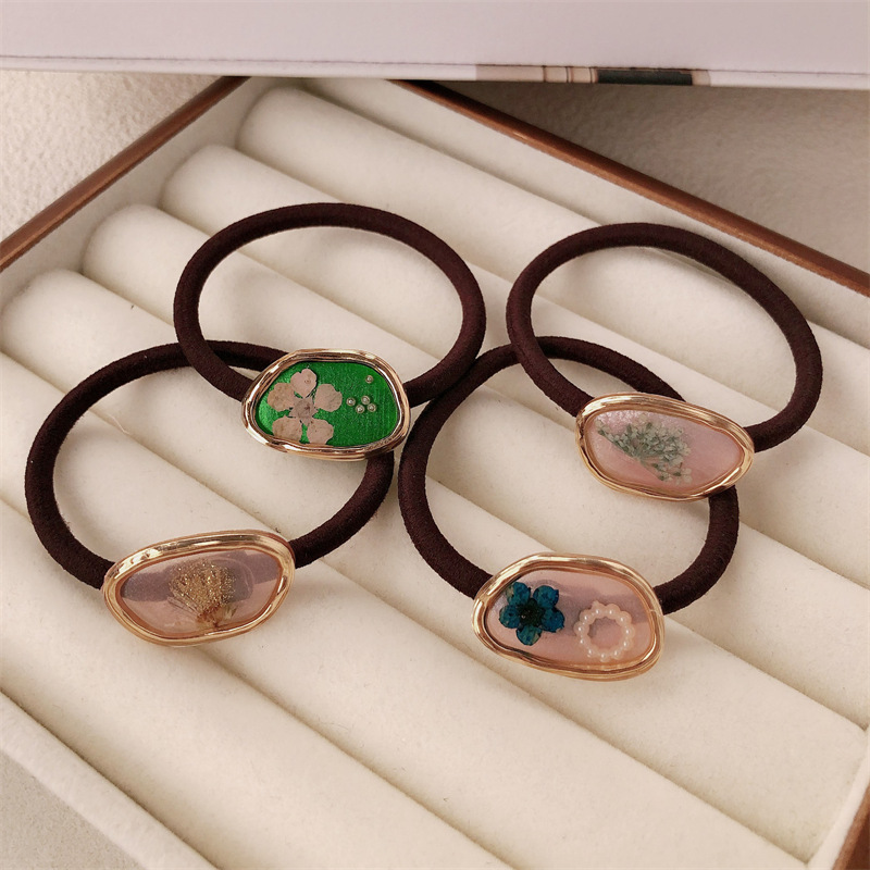 Hecha a mano anillo de pelo de flores de aleación de niña dulce cuerda de cabeza nueva alta elasticidad correa de cabello de cola de caballo adornos para el cabello