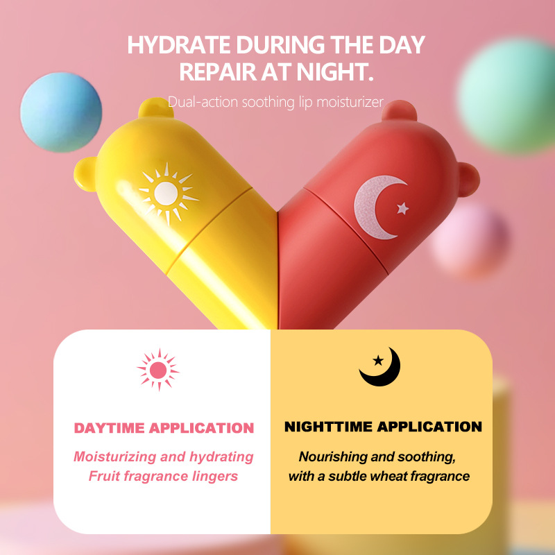 PCU Autumn/Winter Edition Heart-shaped Double-Head Moisturizing Lipstick, Heart-shaped Moisturizing Vaseline Anti-Cracking Healthy Children's Lipstick undefined