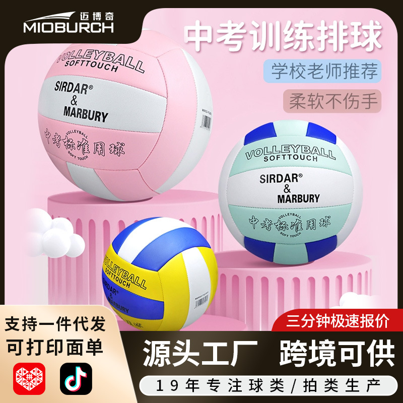 No. 5 Volleyball Pvc Machine-Sewn Inflatable Soft Volleyball for High School Entrance Exam Training, Competition, Beach, Customized Cross-Border Wholesale Indoor