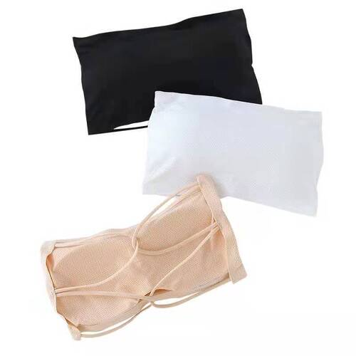 Ice Silk Breathable Beautiful Back Wrap One-line Bandeau Crossover Thin Strap Vest Women's Underwear Strapless Sexy Bra