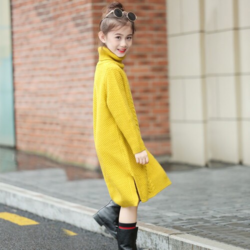 Girls Sweater  New Spring and Autumn Fashionable Autumn Clothes Girls' Long Turtleneck Sweaters Children's Knitted Sweaters Children's Clothes
