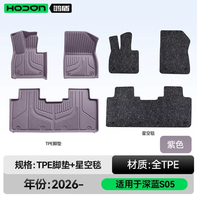 Suitable for Changan Deep Blue S05 floor mats TPE27 model 2026 starry sky carpet interior decoration accessories modification kit (Modelə uyğun ayaqaltı) - deep-blue-car-s05-27-models-double-layer-foot-mat-purple-tpe-black-starry-sky-carpet-starry-sky-coverage