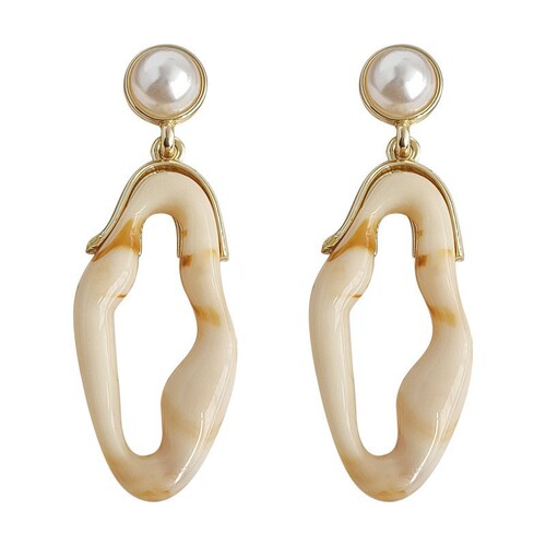 French cream white simple geometric design earrings acetate acrylic earrings women's niche high-end earrings wholesale