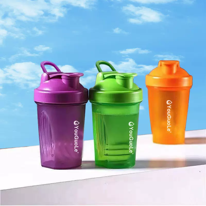 400毫升冲泡摇摇杯夏天塑料杯子蛋白摇粉杯奶昔杯户外便携搅拌杯