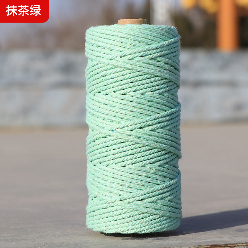 Cuerdas de algodón de color transfronterizas tejidas de algodón 2mm3mm4mm cuerdas de algodón hechas a mano cuerdas decorativas DIY cuerdas de algodón de color colgantes