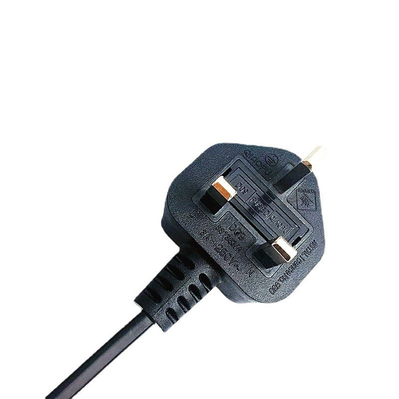 供应欧洲三芯电源线  圆护套英式三插 插头电源线 三芯英标电源线