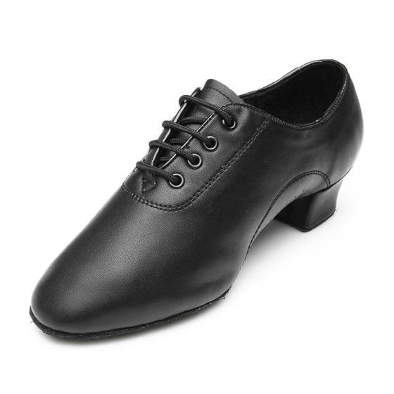 Men's Soft Leather Two-soled Latin Dance Shoes Adult Children's Comfortable Dance Practice Shoes Boys Black Dance Teacher Shoes