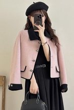 秋冬新款小香风双面毛呢大衣女短款小金扣法式小个子毛呢外套