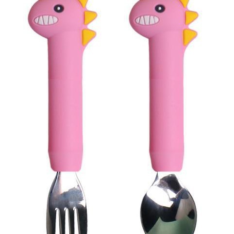 스테인레스 스틸 긴 포크 스푼 핑크