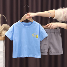 童裝男女童短袖T恤21夏季兒童可愛動物圓領短袖兩件套可開檔短褲