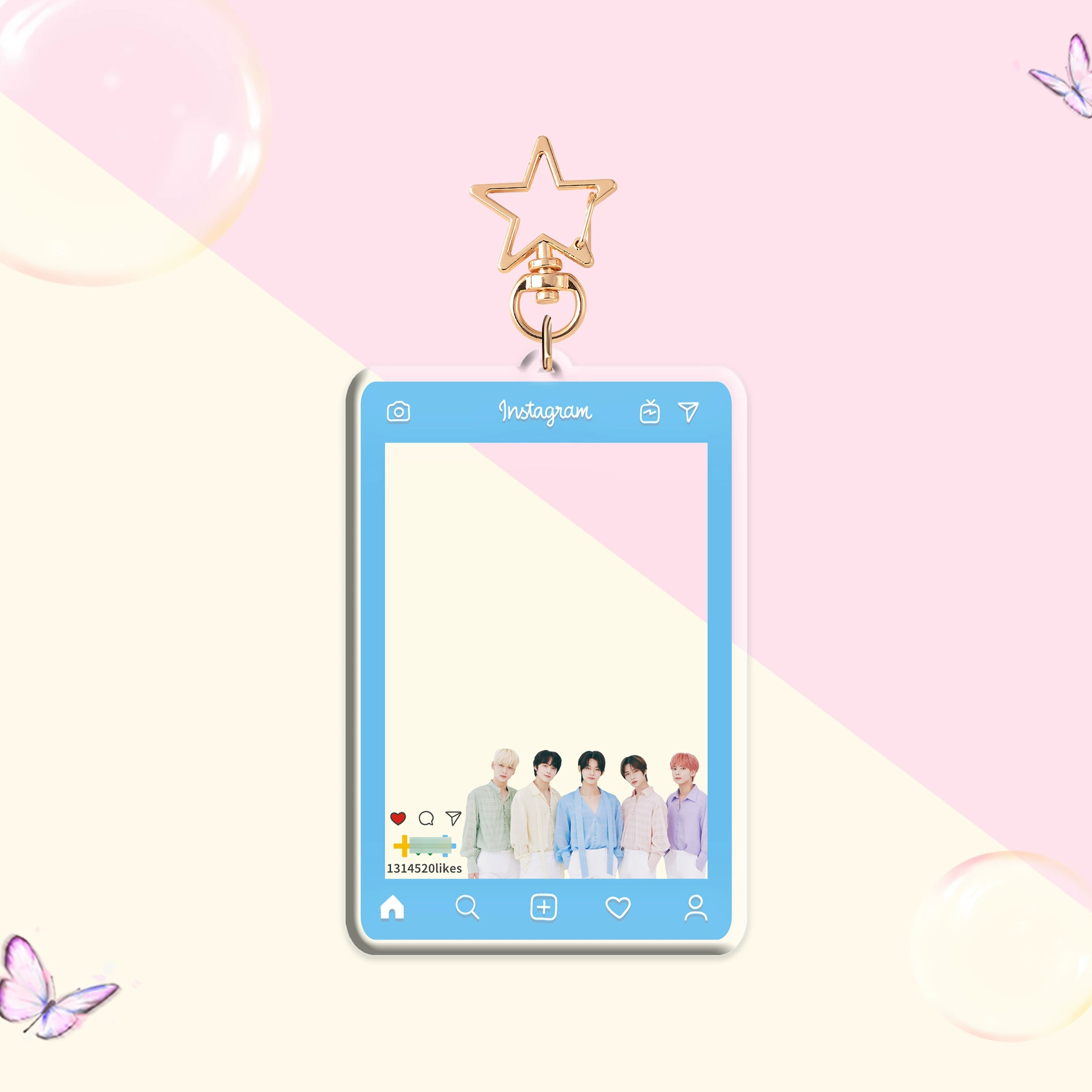 Светло-розоваяInk StrayKids (G) I-DLE акриловый брелок с фоторамкой INS звезда вокруг