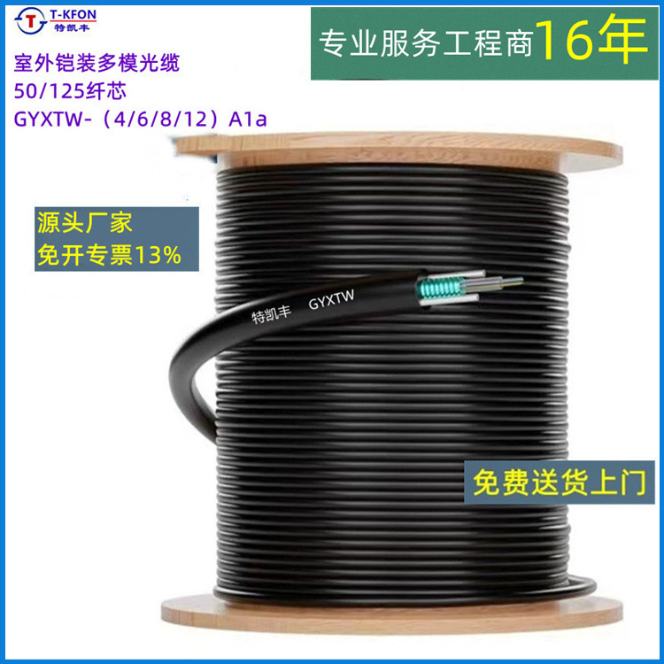 Outdoor multimode 50/125 Gigabit four-core armored optical cable 4-core 8-core 12-core OM2 fiber GYXTW-12A1a
