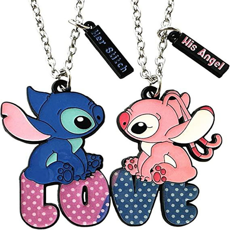 Amazon transfronterizo nuevo europeo y americano personalizado puntada creativa Ángel amigo pareja costura collar