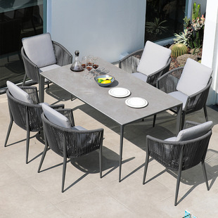 Nordic Outdoor Table and Chair Courtyard Villa Outdoor Rattan Chair Waterproof Sunscreen Outdoor Garden Terrace Leisure Table and Chair Combination