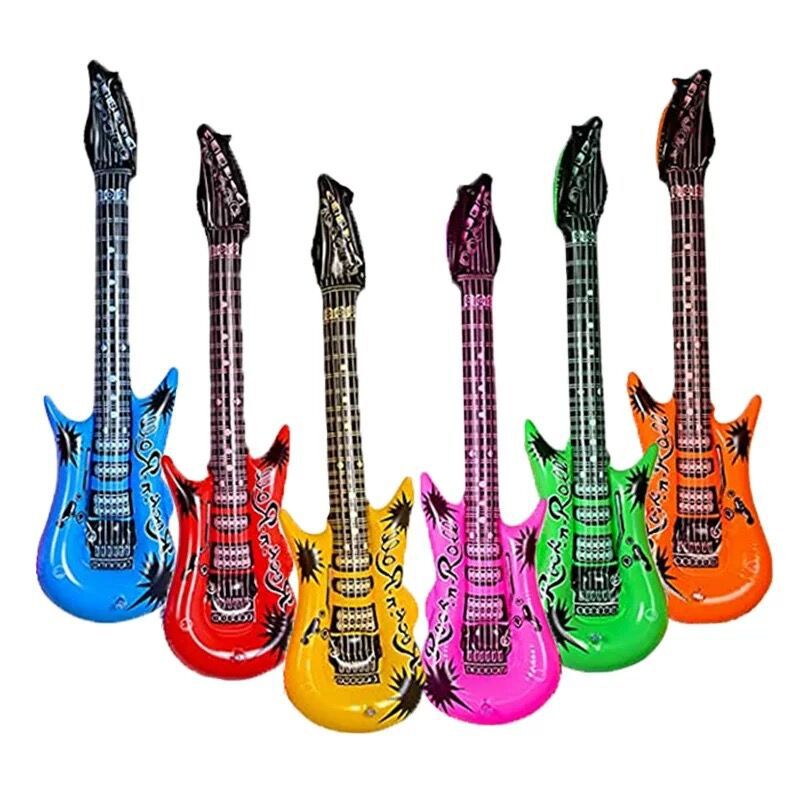 Guitarra infláble de llamas de colores europeos y estadounidenses para niños instrumentos musicales de escenario accesorios para niños interés para cultivar juguetes inflables al por mayor