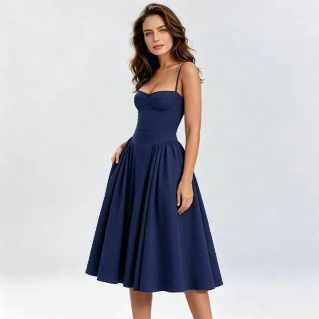 Amazon's summer best-selling European and American cross-border strapless dress, waist-cinching, fashionable and sexy beach vacation slip dress for women Amazon's summer best-selling European and American cross-border strapless dress, waist-cinching, fashionable and sexy beach vacation slip dress for women