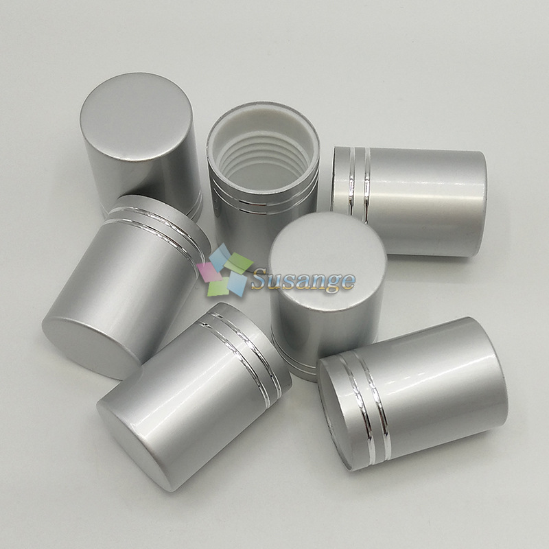 16mm哑银双切线盖 13牙电化铝盖 滚珠精油瓶盖 滚珠瓶盖子 金属盖