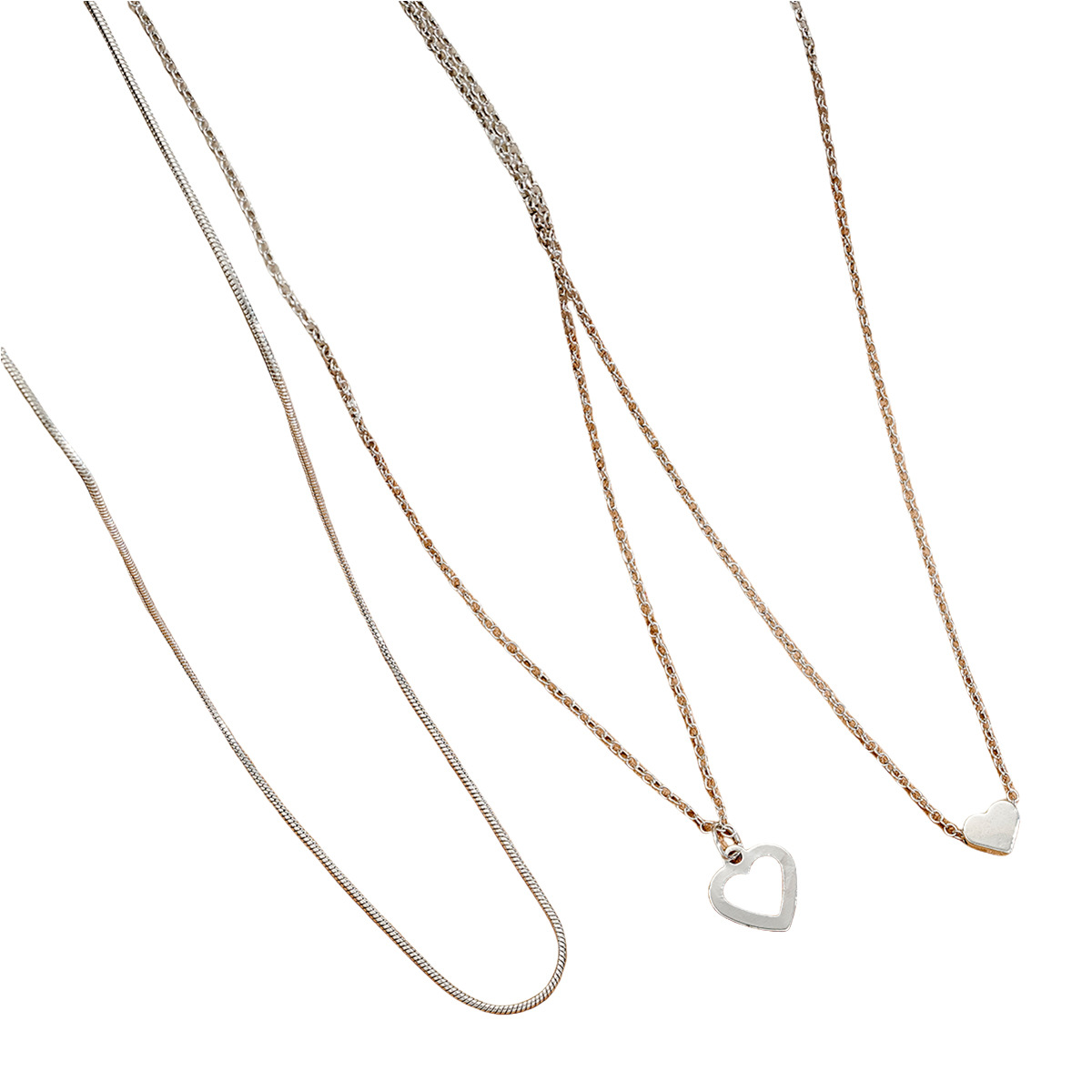 Hot Sale Double Love Pendant Necklace 3-piece Set Multi-layer Stacked Wear Style High-grade Design Sense Necklace s_voghion.com