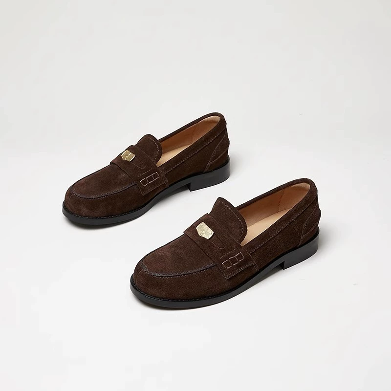 Coins, comfortable universal loafers, retro brown footwear for leather shoes, for luck